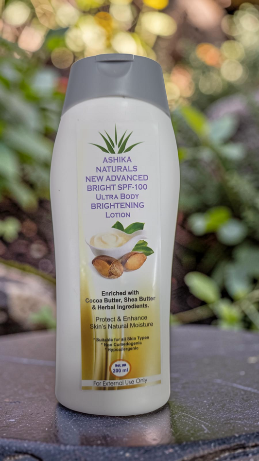 Ashika Naturals SPF 100 Ultra Body Brightening Lotion | Advanced Sun Protection