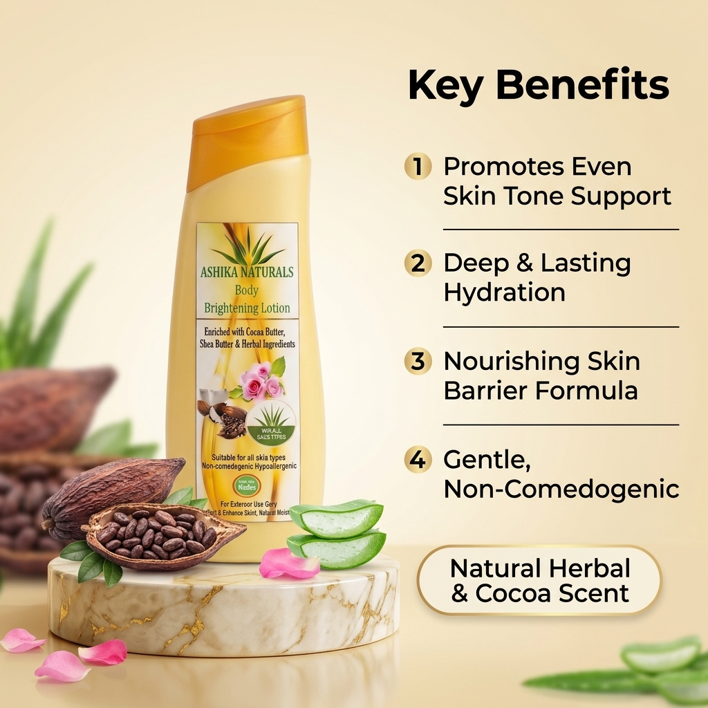 Ashika Naturals Body Brightening Lotion for Glowing & Even-Toned Skin