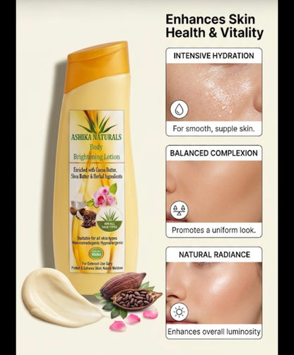 Ashika Naturals Body Brightening Lotion for Glowing & Even-Toned Skin